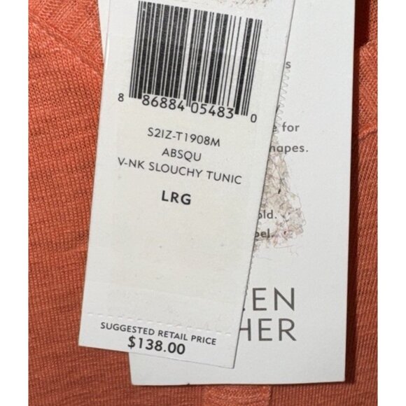NWT EILEEN FISHER Women’s Orange Linen Jersey Slouchy Tunic Top Large $138.00 - Picture 3 of 8